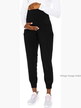 Maternity Jogger Scrub Pants High Rise 4 Pockets Soft Knit Waistband